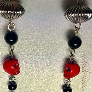 NIP SKULL Dangling Earrings 💀 Artist Made Magnesite & Onyx